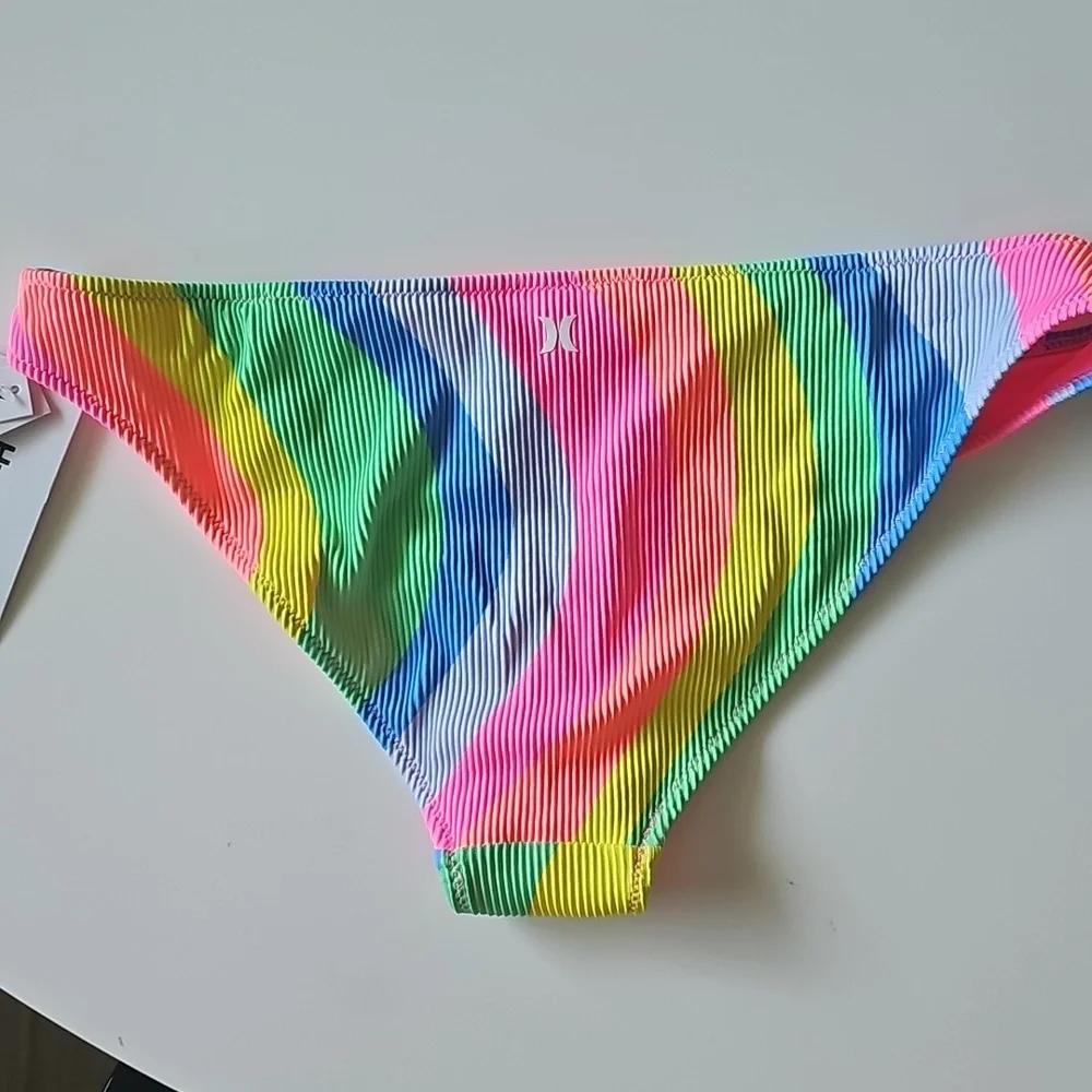 NWT Hurley Soft Waves Ribbed Neon Colorful Swim Bottom